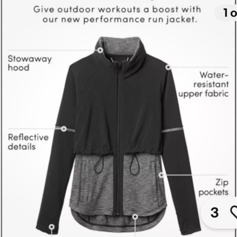 Athleta Quick Step Jacket Black and Gray Size S Reflective Stowaway Hood